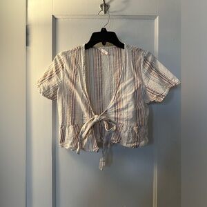 Linen White Stripped Top